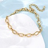 304 Stainless Steel Oval Link Chain Anklets AJEW-A057-06G-3