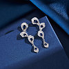 925 Sterling Silver Cubic Zirconia Leaf Stud Earrings EJEW-L294-011P-2