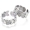 Non-Tarnish 304 Stainless Steel Leaf Cuff Rings LS-RJEW-N038-110P-2