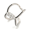 Rack Plating Brass Micro Pave Cubic Zirconia Open Cuff Rings for Women RJEW-F162-07P-1
