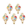 Golden Plated Alloy Enamel Pendants X-ENAM-T009-99-RS-3