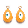 Rack Plating Light Gold Tone Alloy Enamel Pendants PALLOY-T077-230E-3