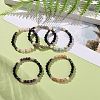 Round Gemstone Stretch Bracelets Sets BJEW-JB09130-2