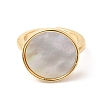 Natural Shell Flat Round Open Cuff Rings RJEW-L106-013G-2