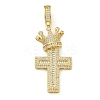 Rack Plating Brass Micro Pave Clear Cubic Zirconia Pendants KK-Z067-03G-03-1
