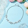 Flat Round Pearl with Bowknot Alloy Link Necklaces NJEW-JN04812-2