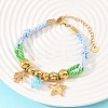 304 Stainless Steel & Glass Charm Bracelets BJEW-K247-02G-3