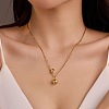 304 Stainless Steel Round Ball Knot Pendant Necklaces for Women NJEW-U031-05G-1