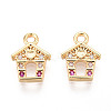 Brass Micro Pave Cubic Zirconia Charms KK-N263-138G-1