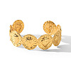 304 Stainless Steel Strawberry Embossed Open Cuff Bangles for Women WG6BBC2-01-1