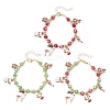 3Pcs 3 Colors Christmas Alloy Enamel Charm Bracelets BJEW-JB12077-2