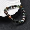Natural Indian Agate Beaded Stretch Bracelets BJEW-I253-8mm-11-6