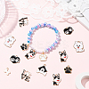 32Pcs 8 Styles Alloy Enamel Paw Print Pendants ENAM-SC0007-29-5