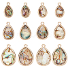 12Pcs 3 Styles Natural Paua Shell Pendants SHEL-BC0001-038-1