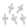 316 Surgical Stainless Steel Clear Cubic Zirconia Connector Charms X-STAS-ZX042-22S-3