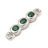 Brass Pave Cubic Zirconia Three Flat Round Links Connector Charms KK-P277-52B-A-3