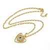 Brass Pave Clear & Blue Cubic Zirconia Peach Heart Pendant Necklaces for Women NJEW-Q346-04G-01-2