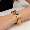Hammered 304 Stainless Steel Cuff Bangles for Women BJEW-D465-03GP-1
