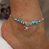 Synthetic Turquoise Chips Beads Anklets WGE754A-01-1