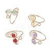 Round Natural Gemstone Finger Ring RJEW-TA00130-1