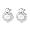 304 Stainless Steel ABS Plastic Imitation Pearl Oval Stud Earrings EJEW-Z141-01P-4