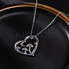 Brass Blue Cubic Zirconia Mushroom Heart Pendant Necklaces for Women LS-NJEW-C067-01P-2