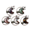 Natural Mixed Gemstone Brass Star Moon Big Pendants G-H316-01R-1
