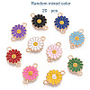 20Pcs Zinc Alloy Enamel Sunflower Connector Charms ENAM-FP0002-58-5