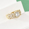 Brass Micro Pave Cubic Zirconia Adjustable Cuff Rings for Women RJEW-C129-04G-3