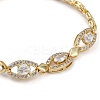 Cubic Zirconia Oval Link Chain Bracelet BJEW-Z069-01G-01-2