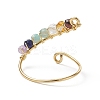 Natural Mixed Gemstone Braided Beaded Chakra Open Cuff Ring RJEW-JR00548-7