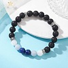 Natural Lava Rock & Rainbow Moonstone & Selenite & Lapis Lazuli Beaded Stretch Bracelets for Women BJEW-JB13083-1
