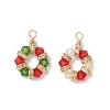 2Pcs 2 Colors Imitation Austrian Crystal K9 Glass & Brass Crystal Rhinestone Beaded Hexagon Pendants PALLOY-JF04343-1