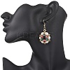 Flower Glass & Shell Pearl & Glass Seed Dangle Earrings EJEW-TA00719-3