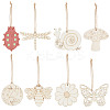 40 Sets 8 Style Unfinished Wood Pendant Decorations WOOD-GF0001-82-1