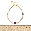 Natural Mixed Gemstone Faceted Round and Cube Beaded Bracelets with Natural Pearl & Brass End Chains BJEW-JB14336-02-4