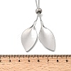 Adjustable 304 Stainless Steel Leaf Pendant Lariat Necklaces for Women SA-CBAB727-03P-5