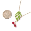 Handmade Glass Seed Beaded Leaf Shape Pendant Brass Cable Chain Necklaces for Women NJEW-MZ00127-01-3