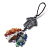 Hamsa Hand/Hand of Miriam Natural Labradorite Pendant Decorations HJEW-R127-02F-4