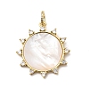 Brass Natural Shell European Dangle Charms KK-H529-10G-1