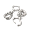 Brass Micro Pave Clear Cubic Zirconia Dangle Hoop Earrings EJEW-E295-27P-2