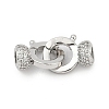 Brass Micro Pave Clear Cubic Zirconia Fold Oval Clasps KK-P302-10P-1
