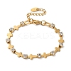 304 Stainless Steel Pave Clear Cubic Zirconia Link Bracelets BJEW-C076-01A-G-1