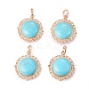 Golden Tone Alloy Synthetic Turquoise Pendants X-PALLOY-20658-RS-1