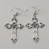 Alloy Hollow Out Cross Dangle Earrings EJEW-WH0018-27D-1