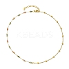 Natural & Synthetic Mixed Gemstone Faceted Round Beads Handmade Link Chain Necklaces with 316 Stainless Steel Chains NJEW-JN06059-3