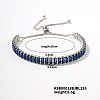Brass Capri Blue Rhinestone Box Chain Slider Bracelets for Women LS-TG7650-6-1