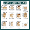 120Pcs 12 Styles Brass Beads FIND-AR0005-38-2