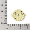 Rack Plating Brass Pave Clear Cubic Zirconia Flat Round Connector Charms KK-C052-43G-3