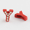Mixed Color Zinc Alloy Grade A Rhinestone Letter Slide Charms ALRI-S130-Y-2